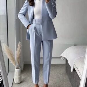 Zara Fitted Blue blazer & Pants